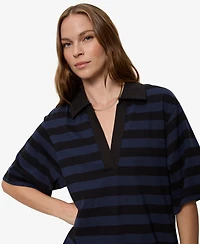 Sanctuary Women's Striped Oversized Spread Collar T-Shirt-Dress