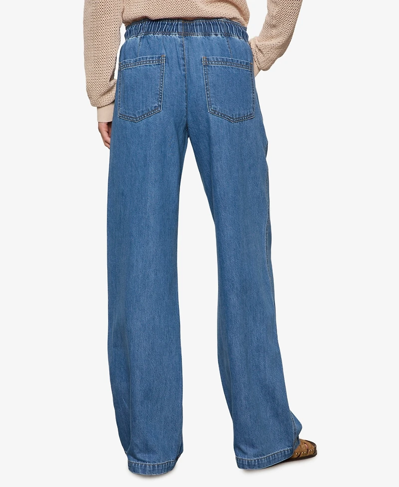 Sanctuary Women's Linen-Blend Wide-Leg Jeans