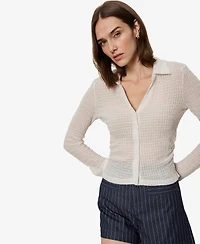 Sanctuary Women's Juno Textured Long-Sleeve Spread Collar Shirt