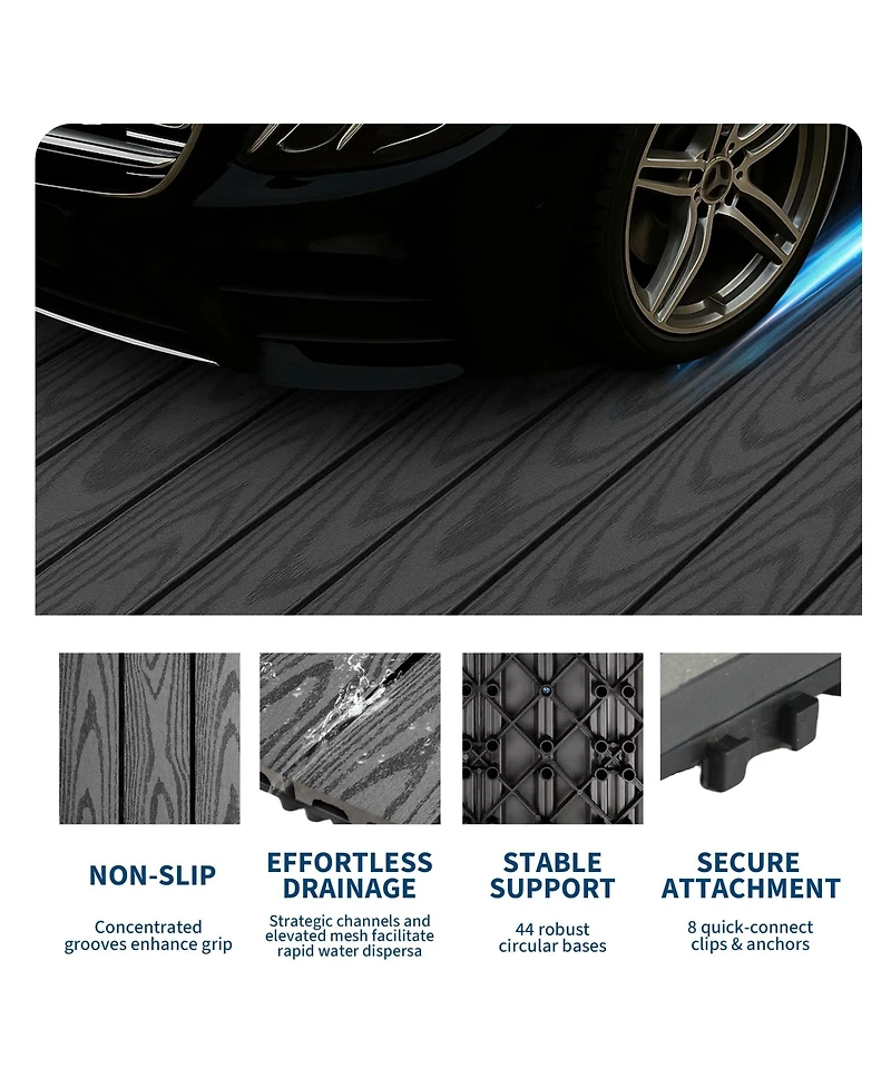 gaomon 9-Pack Waterproof Interlocking Patio Flooring Composite Deck Tiles for Indoor and Outdoor Use
