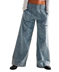 Free People Women's Mid-Rise Wide-Leg Utility Jeans