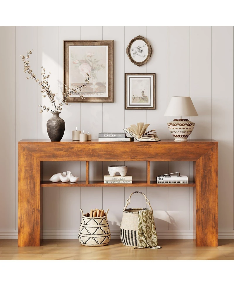Gaomon Entryway Console Table, Sofa Table with Storage Shelves, Wooden Entry Foyer Table, Behind Couch Table for Living Room, Hallway, Entrance