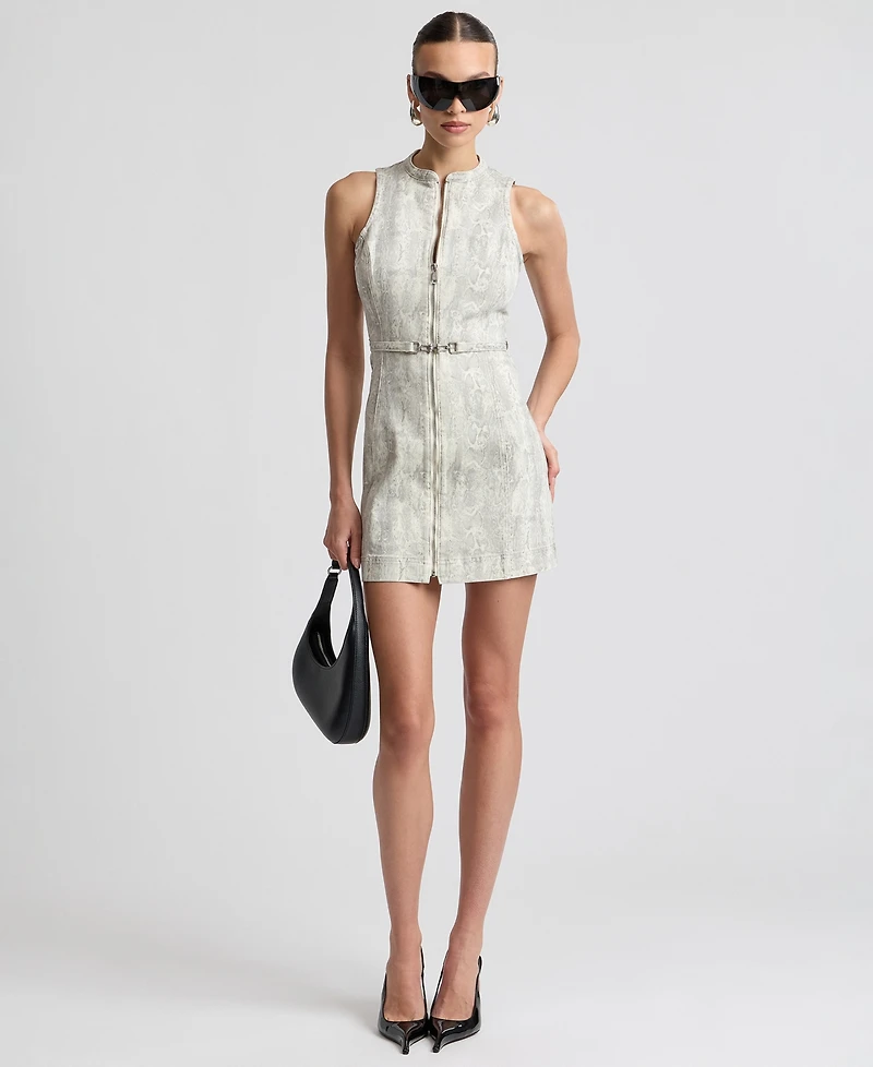 Avec Les Filles Women's Racer Zip-Front Belted Dress