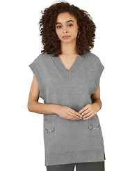 Yumi Women's Knitted V-Neck Vest Tunic