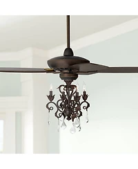 Casa Vieja 52 inch Indoor Ceiling Fan with Light Led Dimmable Remote Crystal Chandelier