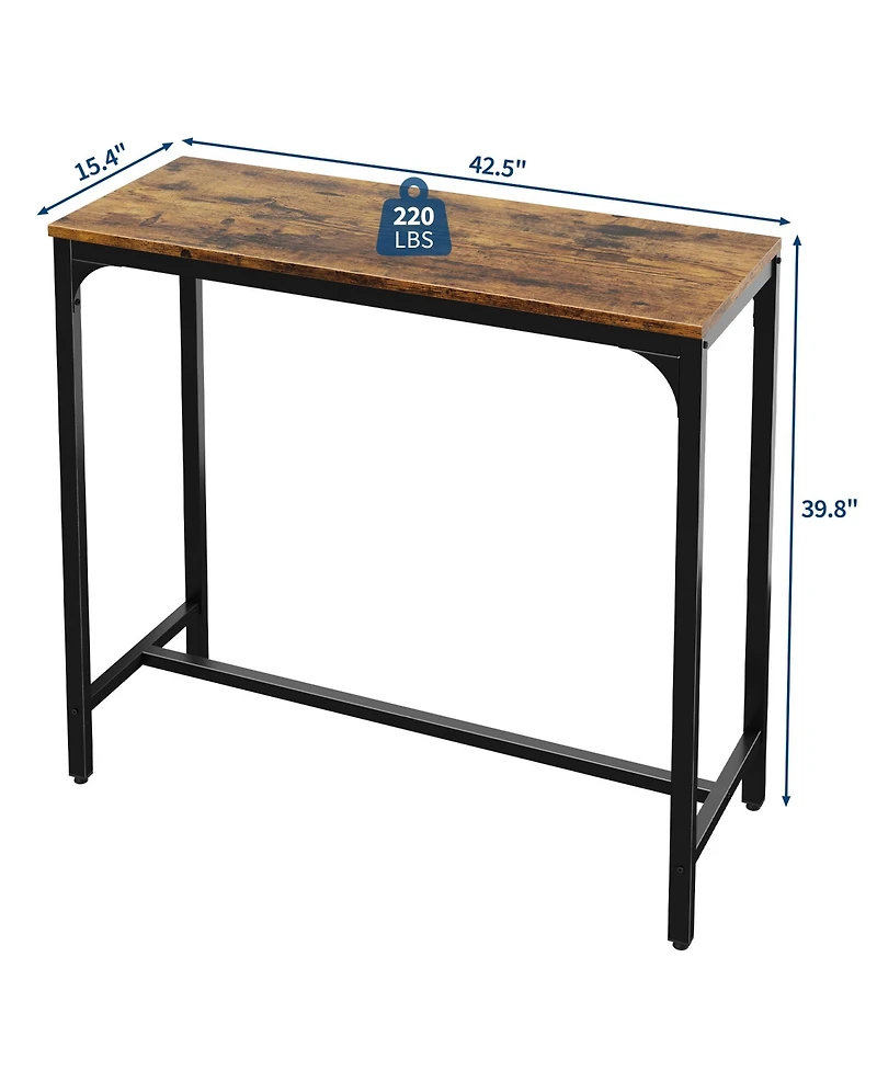 Gaomon Set of 2 Industrial Bar Table, 42.5 Inch Metal Narrow Kitchen Dining Table for Small Space