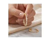 Rachel Glauber Brilliant 14K Gold Plated Multi-Shape Cz Hoop Earrings