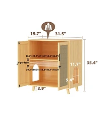Homsee Litter Box Cabinet with Scratch-Resistant Doors - Large Wooden Cat Litter Station with Removable Shelves | Hidden Cat Toilet Furniture