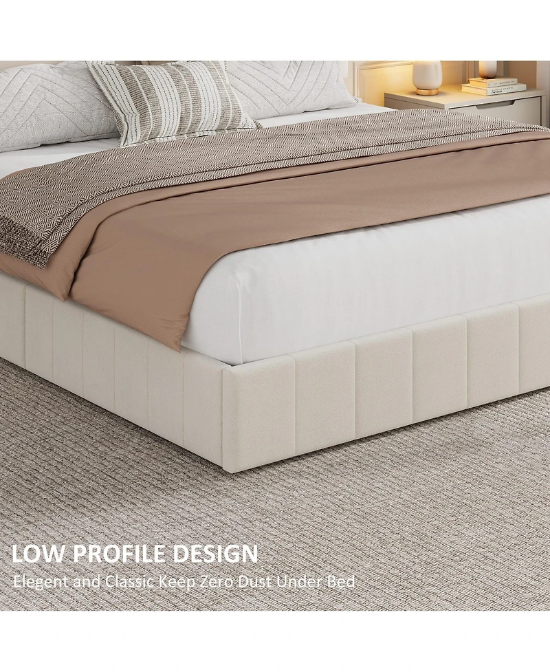 gaomon Velvet Upholstered Platform Bed with 4 Storage Drawers - Adjustable Headboard, No Box Spring Needed