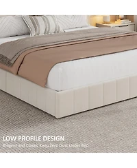 gaomon Velvet Upholstered Platform Bed with 4 Storage Drawers - Adjustable Headboard, No Box Spring Needed