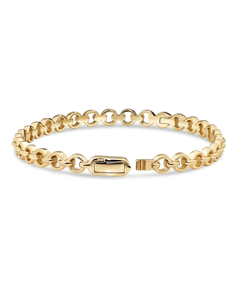 Devata Cable Link Bangle Bracelet in Gold Plated Sterling Silver, Size Medium