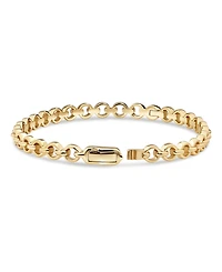 Devata Cable Link Bangle Bracelet in Gold Plated Sterling Silver, Size Medium