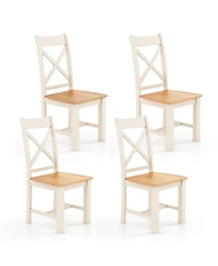 Gymax Modern Wooden Dining Chairs Set of 4 w/ High Back Rubber Wood Frame Armless