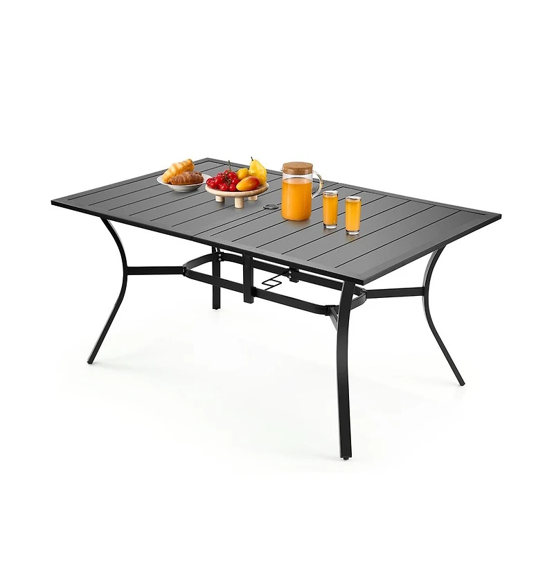 Sugift Outdoor Patio Dining Table Rectangular Metal Slat Garden Table 6 Seat