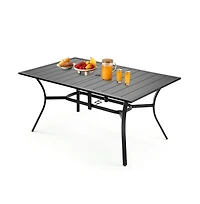 Sugift Outdoor Patio Dining Table Rectangular Metal Slat Garden Table 6 Seat