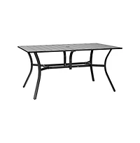 Sugift Outdoor Patio Dining Table Rectangular Metal Slat Garden Table 6 Seat