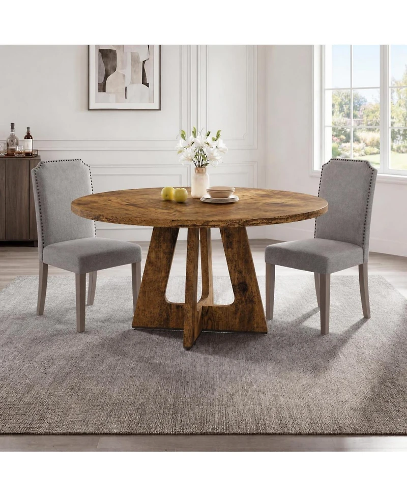 homfan 3-Piece Round Dining Table Set with 2 Chairs, Space-Saving Kitchen Table for 4-6