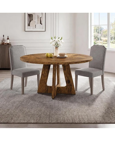 homfan 3-Piece Round Dining Table Set with 2 Chairs, Space-Saving Kitchen Table for 4-6