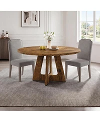 homfan 3-Piece Round Dining Table Set with 2 Chairs, Space-Saving Kitchen Table for 4-6