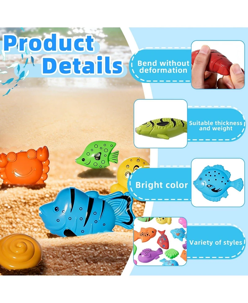 Gnuadz 60fish Magnetic Fishing Toy Pool Set Kids Water Game 5rod 3net pool