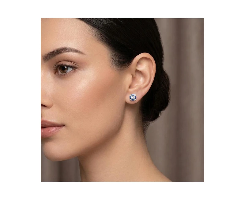 Rachel Glauber Dainty Gold Plated Vintage Cz Cushion Earrings