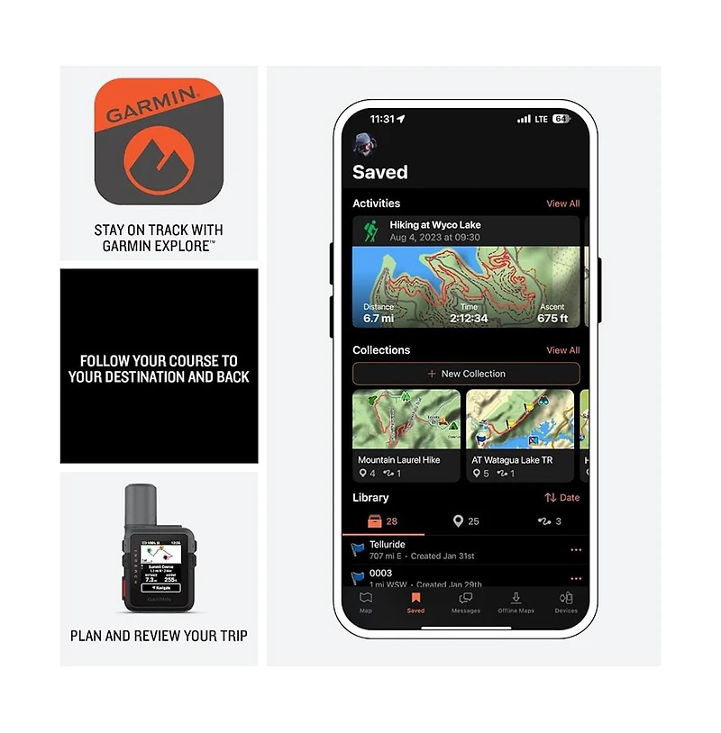 Garmin inReach Mini 3 Compact Satellite Communicator 1.9" Outdoor Gps with Worldwide Maps and Built-In Bluetooth - Black
