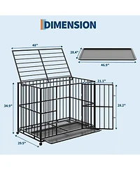 Gaomon heavy-duty escape-proof dog crate, steel, chew-resistant, double door, lockable wheels, indoor/outdoor for large breeds.