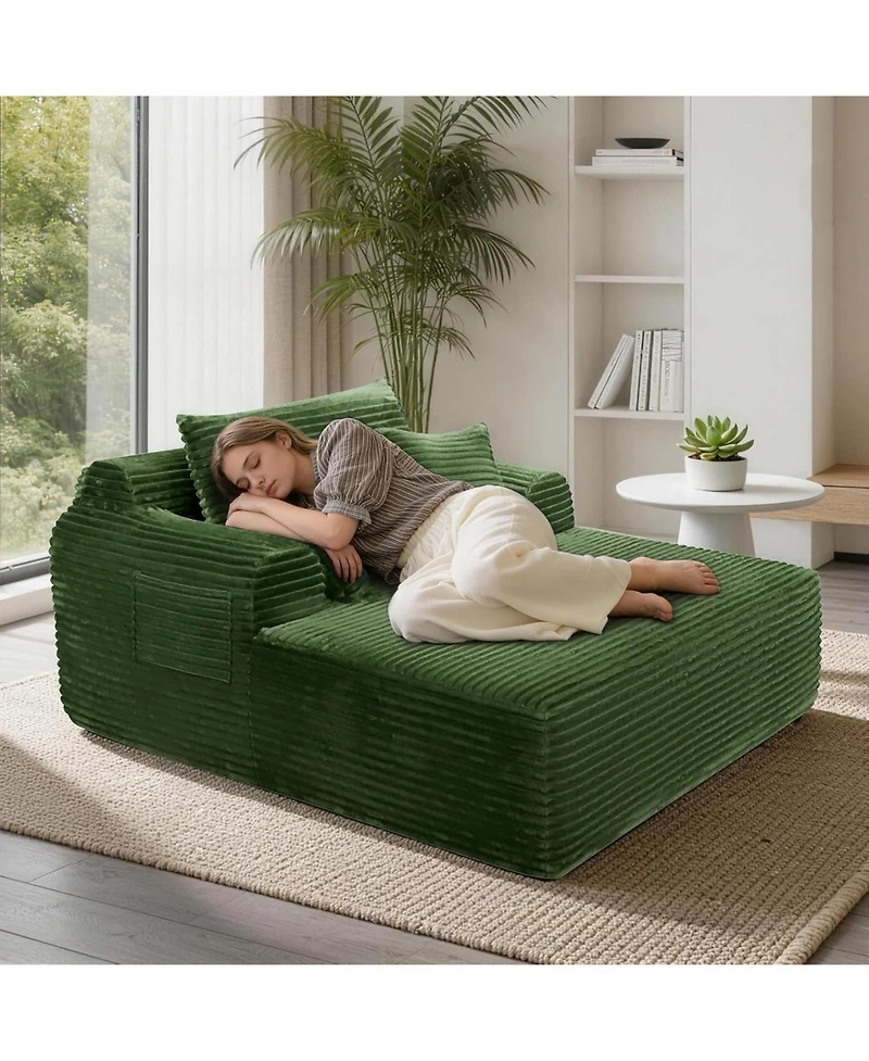 homfan Corduroy Sofa Bed - Boneless Lounge Chair with Deep Seat, 500LBS Capacity, No Assembly for Living Room or Bedroom
