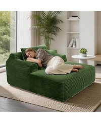 homfan Corduroy Sofa Bed - Boneless Lounge Chair with Deep Seat, 500LBS Capacity, No Assembly for Living Room or Bedroom