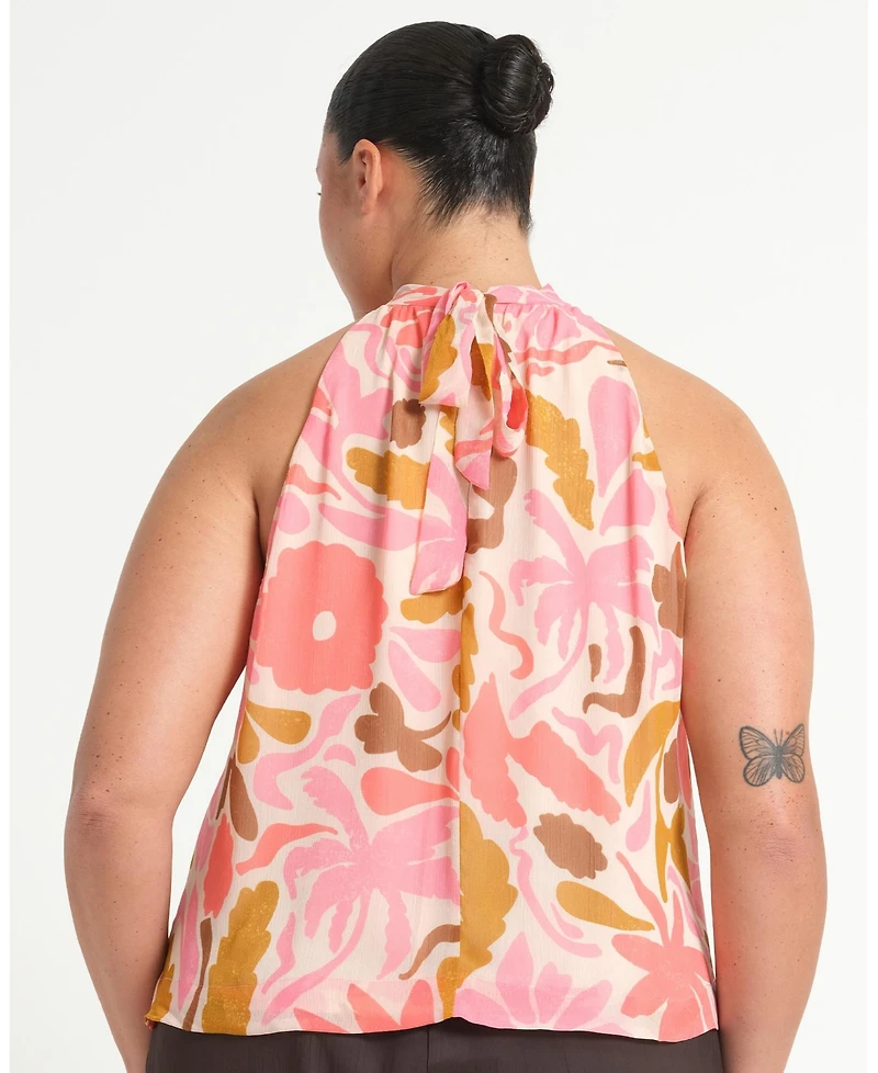 Estelle Women's Luciana Floral Halter Relaxed Summer Top