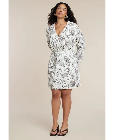 Eloquii Women's Printed Linen Mini Dress