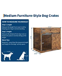 gaomon Dog Crate Furniture with 2 Storage Drawers, 4 Deep Shelves, Farmhouse Extra Large Wooden Dogs Cage End Table