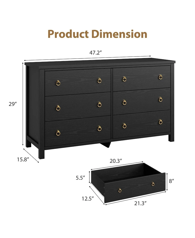 Homfan Modern Drawer Dresser for Bedroom, Wooden Dressers Chest with Clothes Storage Cabinet for Bedroom, Hallway, Living Room, Easy Assembly