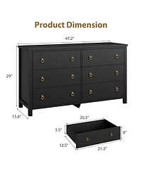 Homfan Modern Drawer Dresser for Bedroom, Wooden Dressers Chest with Clothes Storage Cabinet for Bedroom, Hallway, Living Room, Easy Assembly