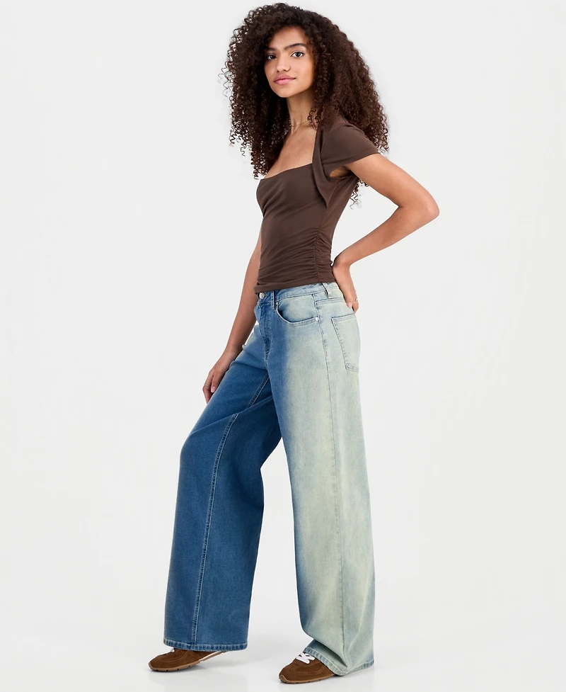 Madden Girl Juniors' Ultra 90s Wide-Leg Ombre Jeans