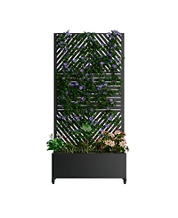 Streamdale Furniture Metal Raised Garden Bed with Trellis, Drainage, and Wheels (73"x35"x16