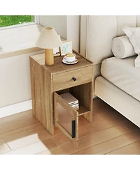 Slickblue Bedroom Nightstand with Spacious Drawer and Cabinet Organizer