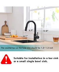 Phying Pull Down Sprayer Sink Faucet Black Modern Multifunctional Faucet Design for Kitchen Bathroom Mini Bar Prep Counter