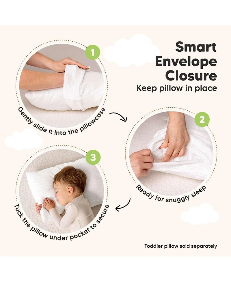 KeaBabies Lyra Muslin Toddler Pillowcases 13x18, 2-Pack Organic Cotton for Sleep & Travel