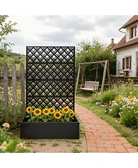 Streamdale Furniture Metal Raised Garden Bed with Trellis, 70.9"H x 43.3"W x 15.8"D