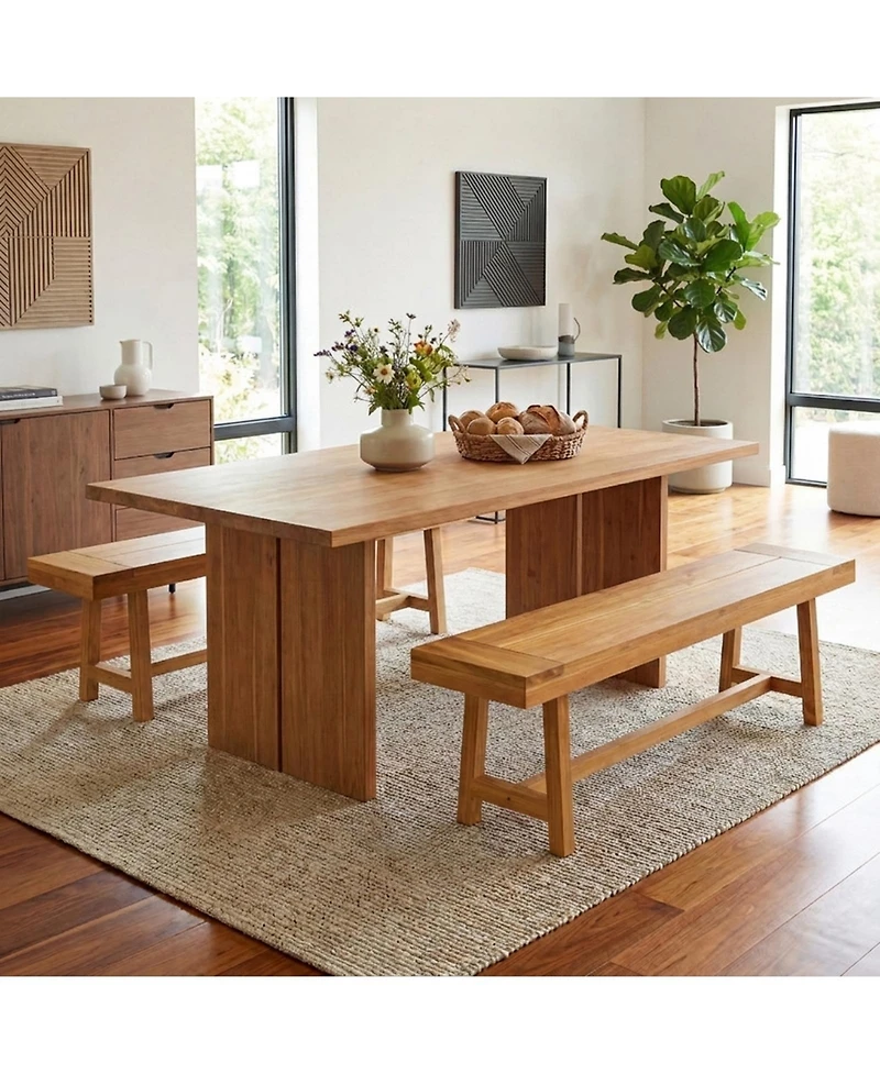 Gouun 63 in Solid Teak Wood Bench for up to 3 People