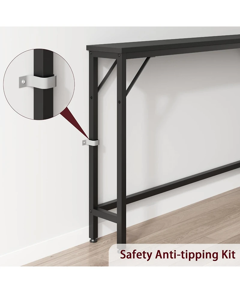 homfan 5.9" Narrow Sofa Table, Skinny Console Table with Storage, Slim Behind Couch Table for Living Room Entryway