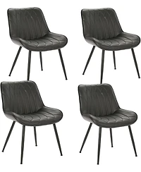 homfan Dining Chairs Set of 4, Modern Upholstered Dining Room Chairs with Thick Cushions, Faux Leather Seats and Metal Legs