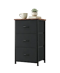 homfan Slim 3-Drawer Dresser with Removable Fabric Bins, Modern Wood Grain Storage Chest for Bedroom, Closet, Entryway