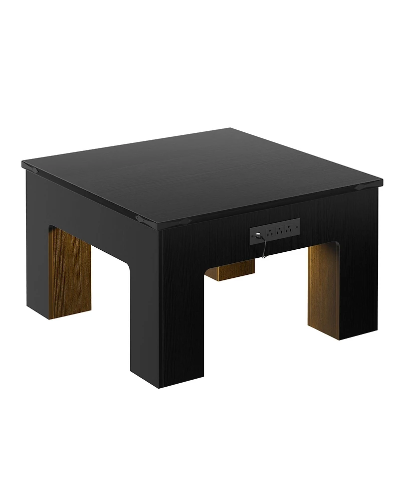 Aheaplus Wooden Coffee Table with Rgb Led Light, Small-Space