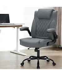 homfan Pu Leather Office Chair with Flip-Up Armrests, High Back Executive Desk Chair, 360degree(s) Swivel and Adjustable Height