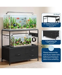 gaomon 20-29 Gallon Fish Tank Stand, Metal Frame Aquarium Stand with Drawers, Double Turtle for