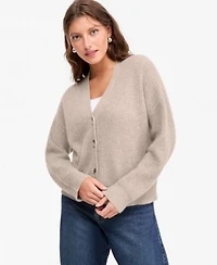 Charter Club Womens 100 Cashmere Shaker Stitch V Neck Cardigan Sweater Macys Exclusive