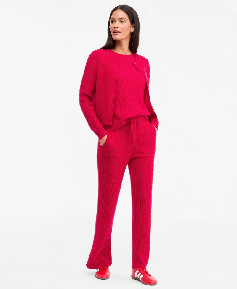 Charter Club Women's 100% Cashmere Baby Cable-Knit Crewneck Cardigan, Macy's Exclusive