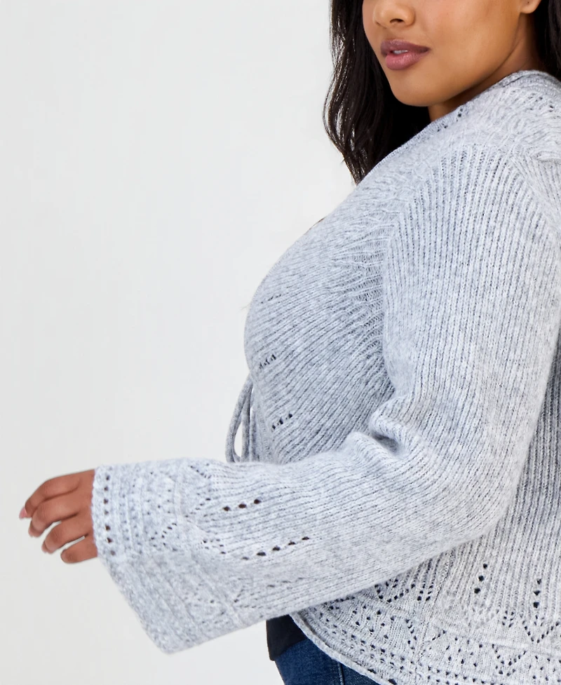 And Now This Trendy Plus Pointelle Cutaway Cardigan, Macy's Exclusive
